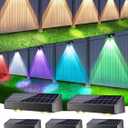 Brizled Solar Fence Lights Outdoor, 8 Pack 9 Colors & 11 Modes - Warm White/Cool White/RGB Color Changing Solar Wall Lights, 100lm IP65 Waterproof Outdoor Lighting for Halloween Railing Wall Fence