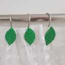 2 x Twofishes 12 Pcs Green Leaves Shower Curtain Hooks Decorative Rust Proof Resin Green Leaf Shower Curtain Hooks
