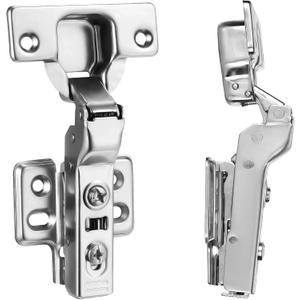 2pcs Professional Grade Half Overlay Soft Close Cabinet Hinges Frameless Concealed Cabinet Door Hinges European Soft Closing Four-Hole Mounting Plate Hinges Nickel Plated Finish (1 Pair)
