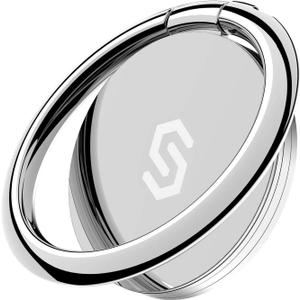Syncwire Cell Phone Ring Holder Stand, 360 Degree Rotation Finger Ring Kickstand with Polished Metal Phone Grip for Magnetic Car Mount Compatible with iPhone, Samsung, LG, Sony - Silver