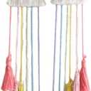 Rainbow Macrame Wall Hanging - Hand-Woven Cotton Tassel Tapestry Decor for Baby Room, Nursery, and Home Decor (Pink Rainbow)