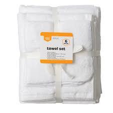 SMARTWAY Pack of 6 Towel Set White