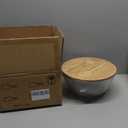 Glass Salad Bowl With Lid, 4.7 Quart Large Glass Mixing Bowls Serving Bowls With Bamboo Utensils, 10.7Inch Trifle Bowl for Salad, Pasta, Dessert Display Cake, Microwave Safe