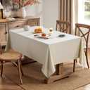 MIULEE Natural Beige Linen Cotton Table Cloth Rectangle Tablecloth Spring Waterproof Spillproof Cross-Star Textured Table Cltoth Decorative Farmhouse Style for Dining Party Weddings 60x84 Inch