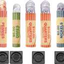 150 Coin Wrappers Made in USA & Crimper Wrapper Sealer Tool - Durable Preformed Paper Tubes - Coin wrappars Assorted Rolls Sizes - 60 Quarters, 30 Pennies, 30 Nickels and 30 Dimes Coin Sleeves