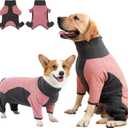 Dog Winter Coat Soft Fleece Dog Clothes for Cold Weather, Warm Dogs Pullover Pajamas Cozy Cold Weather Jacket Full Body Suit Windproof Fleece Sweater for Dogs Walking Hiking Sleeping (Pink L)