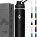 Sports Water Bottle 22oz, Insulated Water Bottle with Handle,Stainless Steel,Simple Modern,Suitable for Travel, School, Boy, Girl(Black)