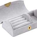 2 x Small Travel Jewelry Box, Portable Jewelry Organizer Case for Women and Girls, Travel Essentials (Light Gray)