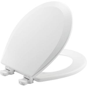 BEMIS 500EC 390 Toilet Seat with Easy Clean & Change Hinges, 1 Pack Round, Cotton White | Durable enameled wood resists chipping & scratching, fits all standard round toilets, Made in USA, 500EC 390