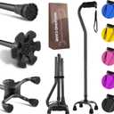 LIXIANG Walking Canes Stablize Women Quad Canes for Seniors & Adults Foldable Adjustable for Men & Women Heavy Duty Freestanding Cane for People with Leg Injuries 3 footings (Black)