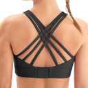 IUGA Womens Sports Bras High Impact Sports Bras for Women Strappy Padded Sports Bra Crisscross Back Yoga Bras Black, Small, Black