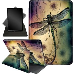 for Amazon Fire HD 10 Tablet (2017 and 2019 Releases,with 7th and 9th Generations) Case,360 Degree Rotating Stand Smart Protective Cover Case,for New Fire HD 10 10.1 inch,Dragonfly Sunflower