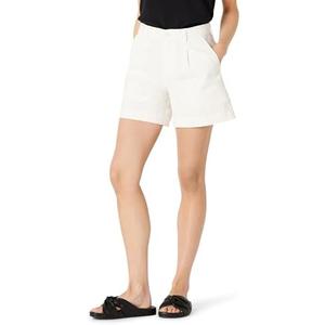 Amazon Essentials Women's High-Rise Relaxed-Fit A-line Elastic Back Short L, White