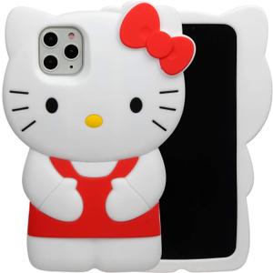 Cartoon Case for iPhone 13 Mini / 12 mini 5.4", Fashion Cute 3D Cute Kitty Kawaii Soft Silicone Animal tective Gel Shockof Gel Back Cover for Kids Women Girls Boys (Red)