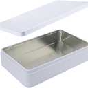 Rectangular Metal Tin, 8.5x5.3x1.9 Inch White Storage Tin Box for Treats, Gifts, Favors, Candle, and Crafts