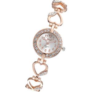 Rose Gold Quartz Wrist Chain Watch with Full Rhinestone Heart Design Delicate Digital Display Fashionable Wrist Decoration for Stylish Ladies Rose Gold Quartz Wrist Chain Watch with Full Rhinestone Heart Design Delicate Digital Display Fashionable Wrist Decoration for Stylish Ladies