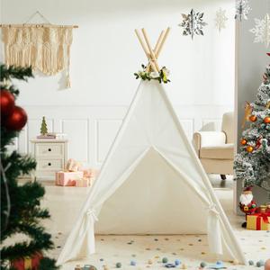 Asweets Kids Teepee Tent, Children Play Tent, Indoor Outdoor Cotton Play Tent for Girls & Boys Kids (Pure White Tent)