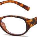 Retro Small Oval Glasses for Women 90s Small Face Blue Light Eyeglasses (A3 Tortoise)