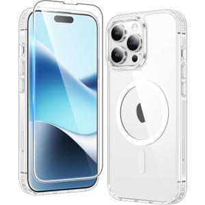 FNTCASE for iPhone 14 Pro-Max Case: Clear Transparent Magnetic Drop Protective Cases | Shockproof Slim Thin Anti-Yellowing Cover & Shatterproof Rugged Hard Crystal TPU Phonecase