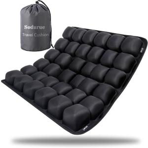 Sodurue Travel Cushion Airplane Seat,Airplane Seat Cushion for Long Flights,Press Type Air Inflatable Wheelchair Seat Cushion for Car,Office,Stadium,Ergonomic Comfort Support,Heavy Duty (36 Air Bag)