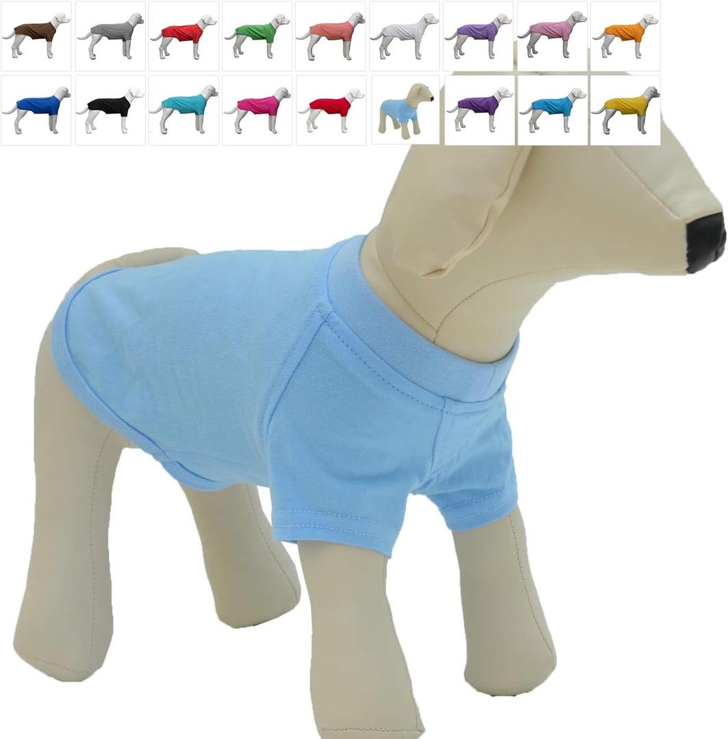 Lovelonglong Pet Clothing Dog Costumes Basic Blank T-Shirt Tee Shirts for Small Dogs Light-Blue, Size: L
