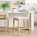 Nathan James Gracie Modern Counter Height Bar Stool with Back, Counter Stool Upholstered Chair with Natural Textured Linen and Brushed Wooden Legs, Cream Boucle/Light Brown, Counter Height - Single