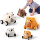 3 Pcs Animal Push and Go Cars Set, Press to Go Car Toys for Toddler, Friction Powered Double-layer Interactive Vehicles for 1-5 Year Old Boy Girl Gifts, Birthday Party Favor Goodie Bag Stuffers