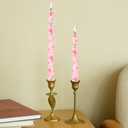10 Inch Cute Printed Tapered Candles 4 Pack Handmade Dripless Smokeless Candlesticks for Daily Mother's Day Birthday Dinner Home Decor