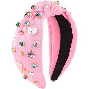 YARIEW Witch Headbands for Women Knotted Headband with Crown Magic Wand Witch Theme Birthday Party