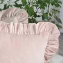 Jemiipee Velvet Ruffle Throw Pillow Covers Couch, Set of 2 Decorative Pillowcases with Ruffles 20x20 Inch Solid Color Shabby Chic Farmhouse Cushion Cover for Living Room Sofa Bed, Black
