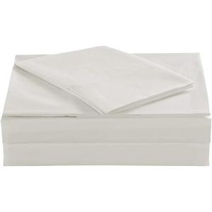 Queen Size Percale Bed Sheets, 200 Thread Count Cotton Polyester Blend Sheet Set,Wrinkle Free,Breathable,Crisp Refreshing Feeling, 60 Cotton 40 Polyester Cotton Rich Sheets 4 PC(Ivory,Queen)