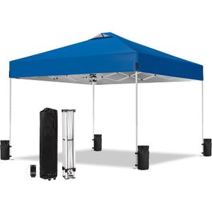 10x10 Pop Up Canopy Tent, Waterproof, UPF 50+, Portable Shade (Blue, 0 Sidewall Blue)