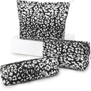 EIMMBD Makeup Bag 3 Pieces Large Capacity Cosmetic Bags Travel Toiletry Bag Organizer Cute Makeup Pouch Storage for Women(Black White)