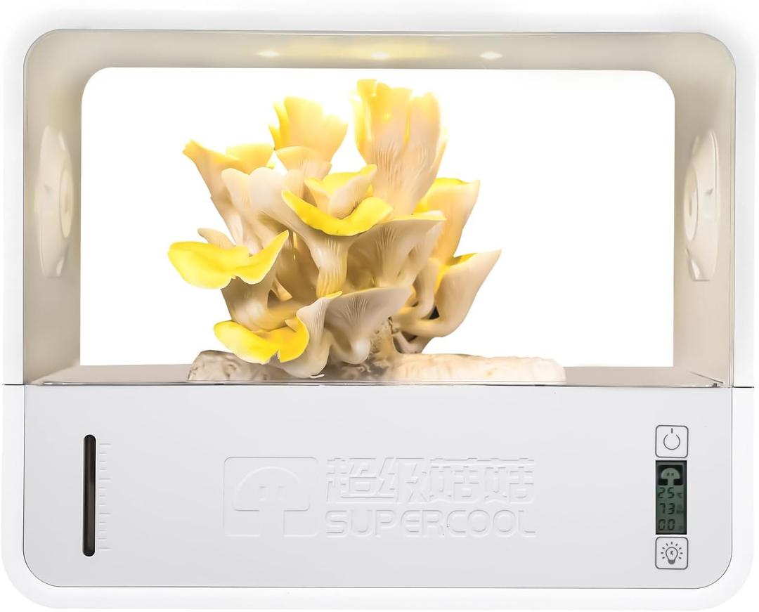Mushroom Grow Tent with Automatically Adjusts Humidity,Indoor Mushroom Grow Box with Grow Light,Smart Monotub Mushroom Growing Kit with Temperature Display,Still Air Box for Mushroom Growers