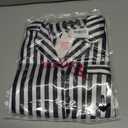 Girece Womens Pajamas Satin Pajama Set for Women Cute Black Striped Silk Pajama Set Lightweight Soft Sleepwear Button Up Pj Cozy Pjs with Shorts Gift for Her (Black Striped, XL)
