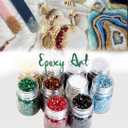 10Colors - 1LB Crushed Glass for Crafts Glitter Resin Art, Small Broken Glass Pieces Metallic Crystal Chips DIY Vase Filler Decoration 1-3mm (Metallic)