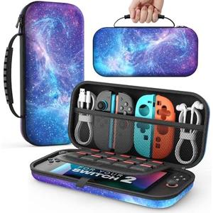 MoKo Carrying Case for Nintendo Switch 2(2025), Protective Hard Shell Portable Travel Carry Case Pouch holds 10 Cartridges with Pockets for Switch 2 Accessories and Games, Starry Sky
