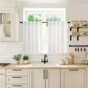 MIULEE Cafe Curtains Back Tab 24 Inch Length Light Filtering Small Drapes, Farmhouse Short Semi Sheer Linen Curtain for Kitchen Bathroom Half Window, Rod Pocket 2 Panels W30XL24 Heathered White