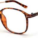 Oversized Distance Nearsighted Glasses -3.50 Women Shortsighted Myopia Glasses (Tortoise Frame Clear Lens)