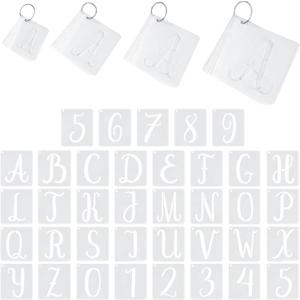 Affrolling 144 Pcs Letter and Number Stencils 4 Sizes Alphabet Number Templates Reusable Plastic Stencils for Painting on Wood, Walls, Signs (1,2,3,4 Inch,Elegant)