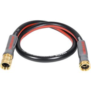 YAMATIC Female to Female Short Garden Hose 5/8 in x 3 ft, 2 in 1 Dual Use Heavy Duty Leader Hose with Solid Brass Connector, All-Weather Water Hose, Burst 300 PSI (Black)
