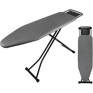 Ironing Board Full Size, Heat Resistant Cover Iron Board with Steam Rest, Ultra Thick Padding, Height Adjustable Heavy Sturdy Metal Frame Legs Ironing Stand,Non-Slip Foldable (54"x13", Square Rest)