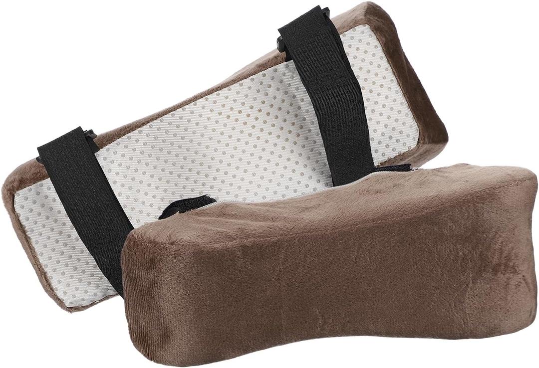 PATIKIL Office Chair Arm Pads, 1 Pair Office Chair Arm Cover Soft Office Chair Armrest Pads Elastic Memory Foam Cotton Removable Washable for Desk Computer Gaming, 25x10x7cm, Brown (Brown)