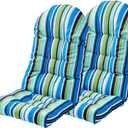 Enipate Weather Resistant Adirondack Chair Cushions High Back Indoor Outdoor Patio Tufted Thicken Lounge Cushion Seat Pads (Striped Blue 2-pack)