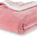 Berkshire Blanket-Sherpa Fleece Blanket, Warm and Soft Loftmink Reversible Blanket for Bed, Sofa and Travel, Frosty Mauve, 60 in x 90 in