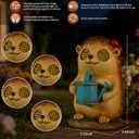Garden Statues Hedgehog with Solar Moving LED Eyes Outdoor Animal Figurines Decorations for Patio Yard Lawn Ornaments Gifts for Birthday Easter Housewarming (Hedgehog)