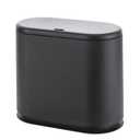 Baosia Black Slim Rectangular Plastic Trash Can with Press Type Lid,12 Liter / 3.2 Gallon Narrow Trash Bin with Pop-up Lid for Toilet,Bedroom,Bathroom,Office,Kitchen,Powder Room