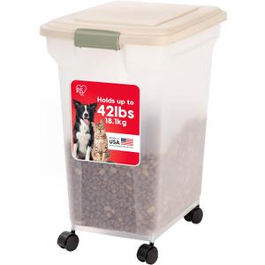 IRIS USA Dog Food Storage Container, Up to 42 lbs, Almond, Made in USA