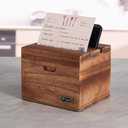 Acacia Wood Recipe Box with Phone Holder & Built-In Recipe Slot - Organizer Set with 100 4x6 Cards, Double Compartment, No Assembly Required - Gift for Cooking Lovers