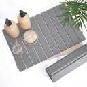 Stone Bath Mat for Bathroom  Roll-Up & Foldable | 23.62" x 15.75" | Quick Drying & Super Absorbent | Long Diatomite Stone Drying Mat for Kitchen| Non-Slip | Durable | Gray (Grey)